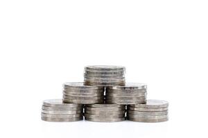 stack of steps growing coin isolated on white photo