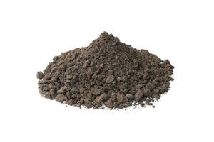 pile of mixed fertilizer and soil isolated on white. photo