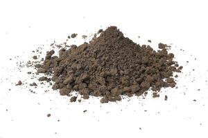 dry dark soil isolated on white. photo