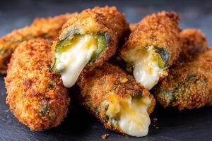 Golden Fried Jalapeno Poppers with Cheese in Studio Style Food Display photo