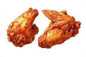 Tasty Crispy Chicken Wings Arranged on White Surface for Food Display photo