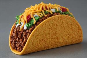 Tasty Beef Taco with Melted Cheddar and Crispy Corn Tortilla photo