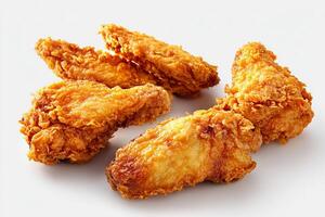 Realistic Crispy Fried Chicken Wings on Clean White Background photo