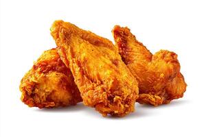 Golden Fried Chicken Wings with Crunchy Texture in Studio Setting photo