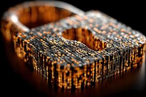Digital Lock with Binary Code in Copper and Black Colors on Glossy Surface photo
