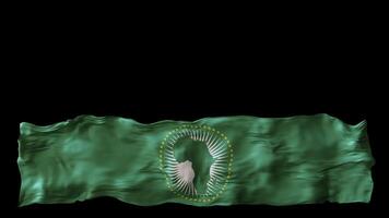Stylized flag of AU waving in the wind, isolated on transparent background, with alpha channel. Footer, 3D animation. Cut out wide, panoramic element. African Union. Motion graphic. video