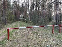 Barrier in the forest - prohibition of entry into the forest, environmental protection, protection of wildlife and wild animals photo