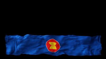 Stylized flag of ASEAN waving in wind, isolated on transparent background, with alpha channel. Footer, 3D animation. Cut out wide, panoramic element. The Association of Southeast Asian Nations. video