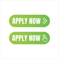 Two green gradient buttons with white text reading apply now one with a double arrow and the other with a click cursor vector