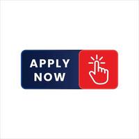 Apply now button Hand holding a blue arrow sign for business direction icon vector