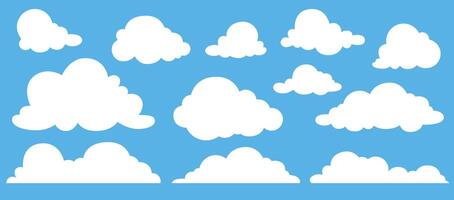 Cloud icon set in abstract and cartoon style. Flat design, soft shapes and fluffy texture. Ideal for apps, games, web design and illustrations. vector
