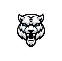 a white and blue angry tiger head vector