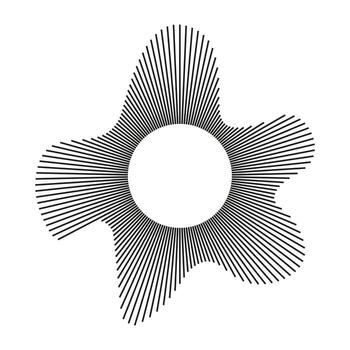 Circular wave. Sound circle lines. Radial frame. Sound ring. Radial rays. Wavy frame. Wavy design element. Equalizer logo, radial spectrum. Voice symbol. Depicting audio music icon. vector