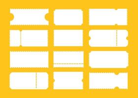 Ticket set. Admit one tickets. Vintage, retro ticket concert, festival event, movie theatre simple coupons. Empty minimal template. Printable, digital samples icons. Ticket patterns. Blank background. vector