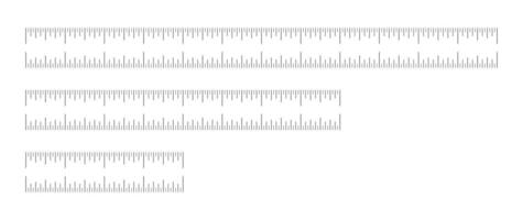 Measuring chart with 4, 8, 12 inches. Set of ruler scales. Black sewing thin tools patterns. Length measurement math, distance, height ruler. vector
