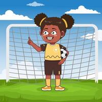 Cheerful girl with soccer ball vector
