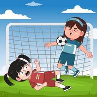 Animated soccer girls in action vector