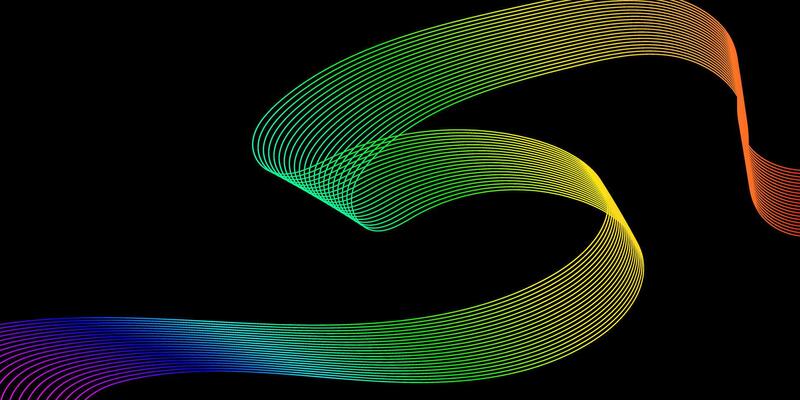 A rainbow colored wave on a black background