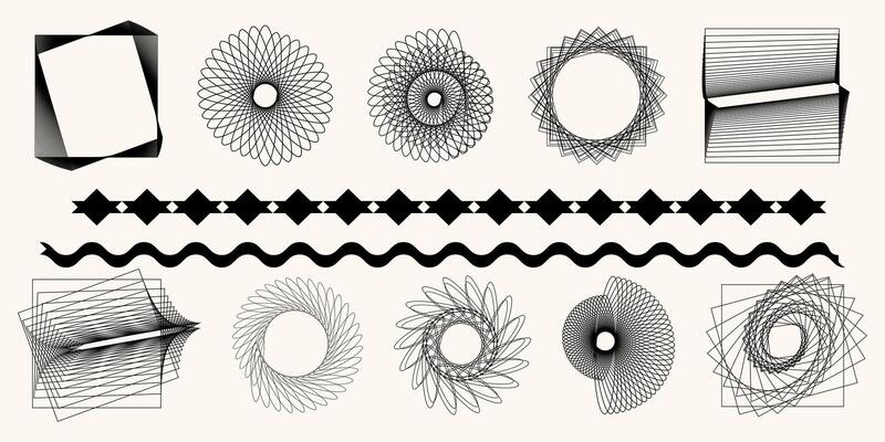 Modern Geometric and Linear Abstract Elements for Wall Art and Decor