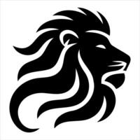 Stylized black lion head silhouette with flowing mane on white background vector