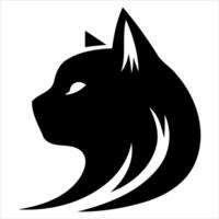 Sleek black cat silhouette with flowing lines and sharp ears vector