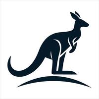 Stylized silhouette of a kangaroo in motion on a curved line vector