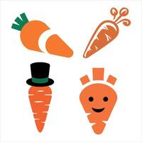 Four stylized carrots featuring different designs and expressions vector