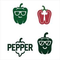 Cool green pepper and red pepper halves with text vector