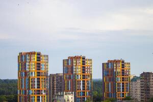 Amazing Panoramic View of the Cityscape with Skyscrapers. a New Complex of Apartment Buildings photo