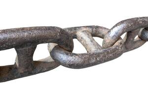 Close-up of an Old Rusty Chain Isolated on a White Background photo