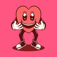 LOVE HUG RETRO CARTOON CARACTHER ILLUSTRATION vector