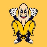 BANANA RETRO CARTOON DESIGN ILLUSTRATION vector