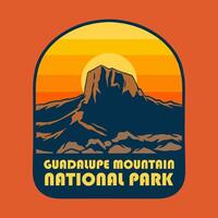 SUNSET ON GUADALUPE MOUNTAIN NATIONAL PARK BADGE LOGO DESIGN ILLUSTRATION vector