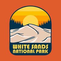 SUNSET ON WHITE SANDS NATIONAL PARK BADGE LOGO DESIGN ILLUSTRATION vector