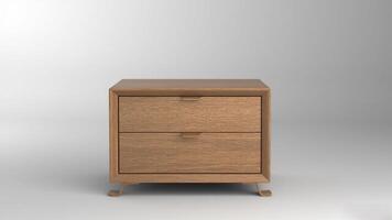 Wooden bedside table isolated on white photo