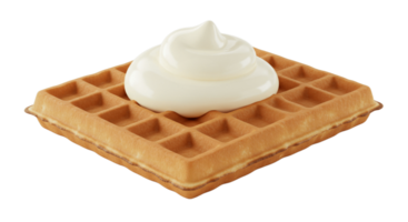 Crispy waffle with whipped cream on transparent background png