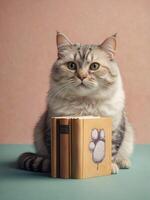 A fluffy cat captured in a vintage-style photo