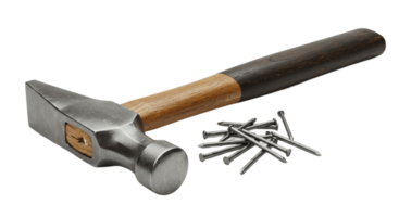 Hammer and nails on transparent background png