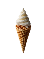 Classic Waffle Cone with Creamy Vanilla Ice Cream png
