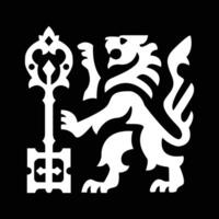 Logo Lion and key style monochrome vector
