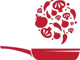 Illustration of a wok and shrimp and seasonings vector