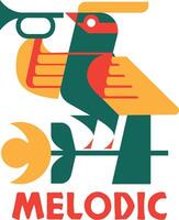 The logo in the form of a bird carrying a trumpet is suitable for an elegant brand logo for a product. vector