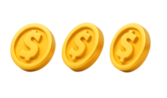 3D Set Realistic Coin in Different Angle png