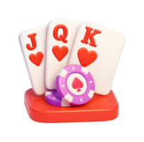 3D Poker Playing Cards with Minimalist with Transparent Background png