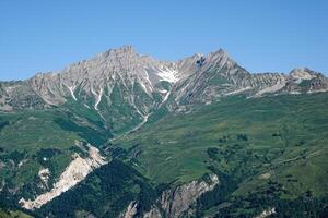View of the mountains of the Tarentaise Valley in Bourg-Saint-Maurice in summer photo