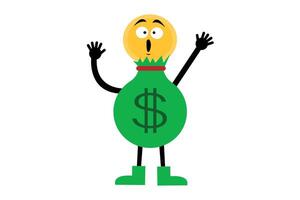 money sack character calling and waving vector