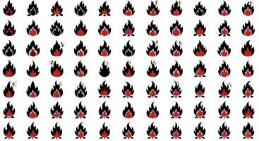 A set of fire icons on a white background vector