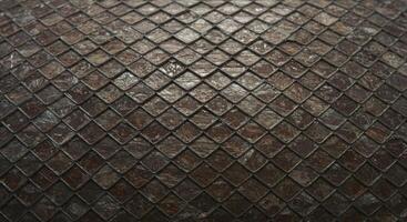 Dark brown diamond shaped textured surface metallic grid pattern background photo