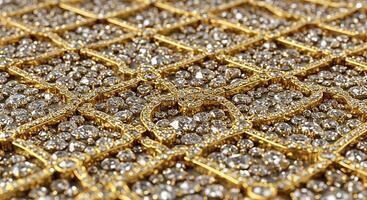 Gold and Diamond Pattern Close up of intricate jeweled design Diamonds photo