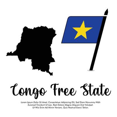 Congo Free State flag or map banner Congo Free State flag with white background illustration design Congo Free State independence day banner design